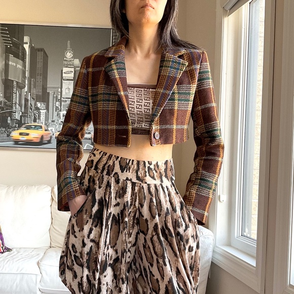 Plaid cropped blazer - Picture 1 of 13
